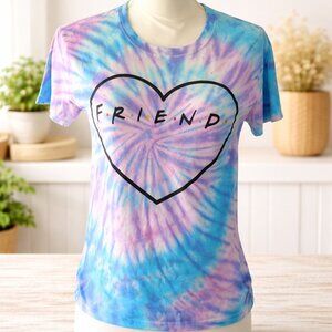 FRIENDS TV Show Tie-Dye Heart Logo Tee Kids Large